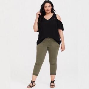 Torrid Crop Twill Military Pant - Olive Green